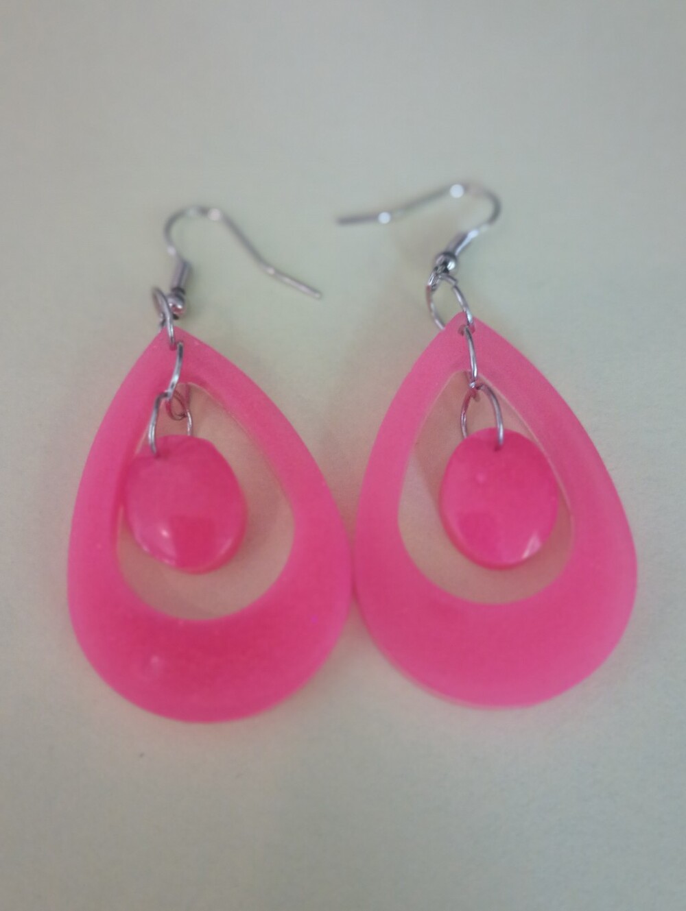 Pink Teardrop Dangle Earrings